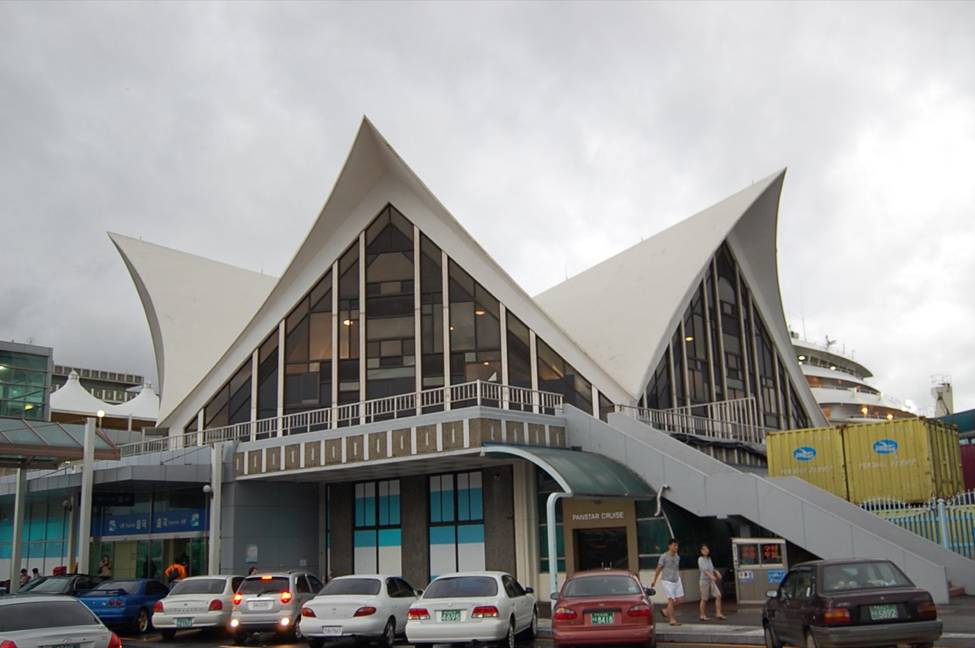 The shell-roofed Busan International Ferry Terminal near Busan Station